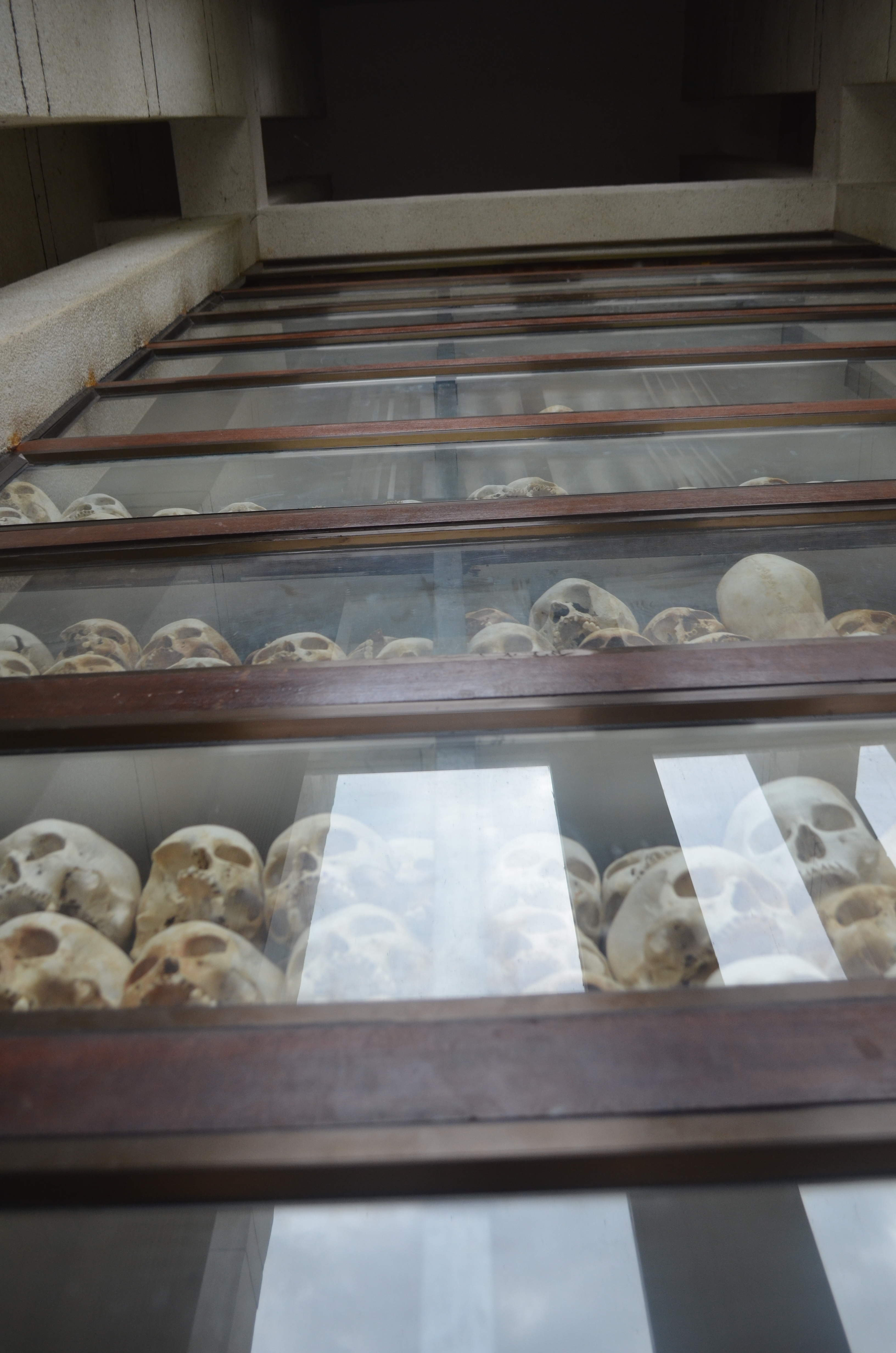 The view looking up inside the memorial stupa