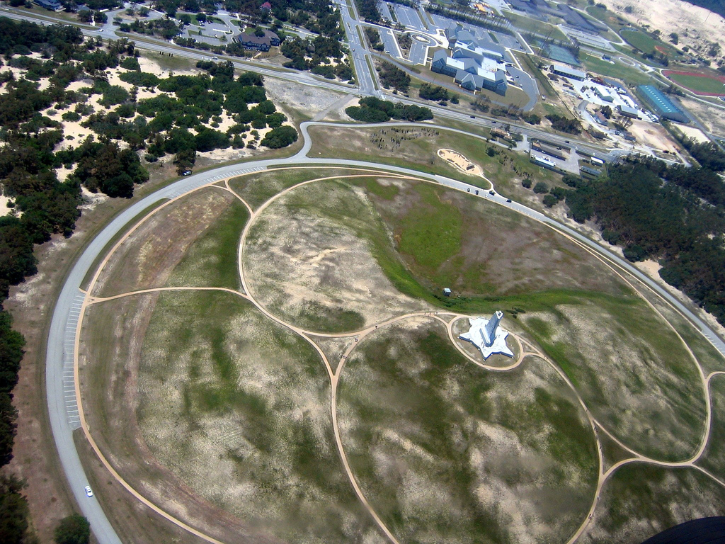 Aerial view of Wright Brothers Monument