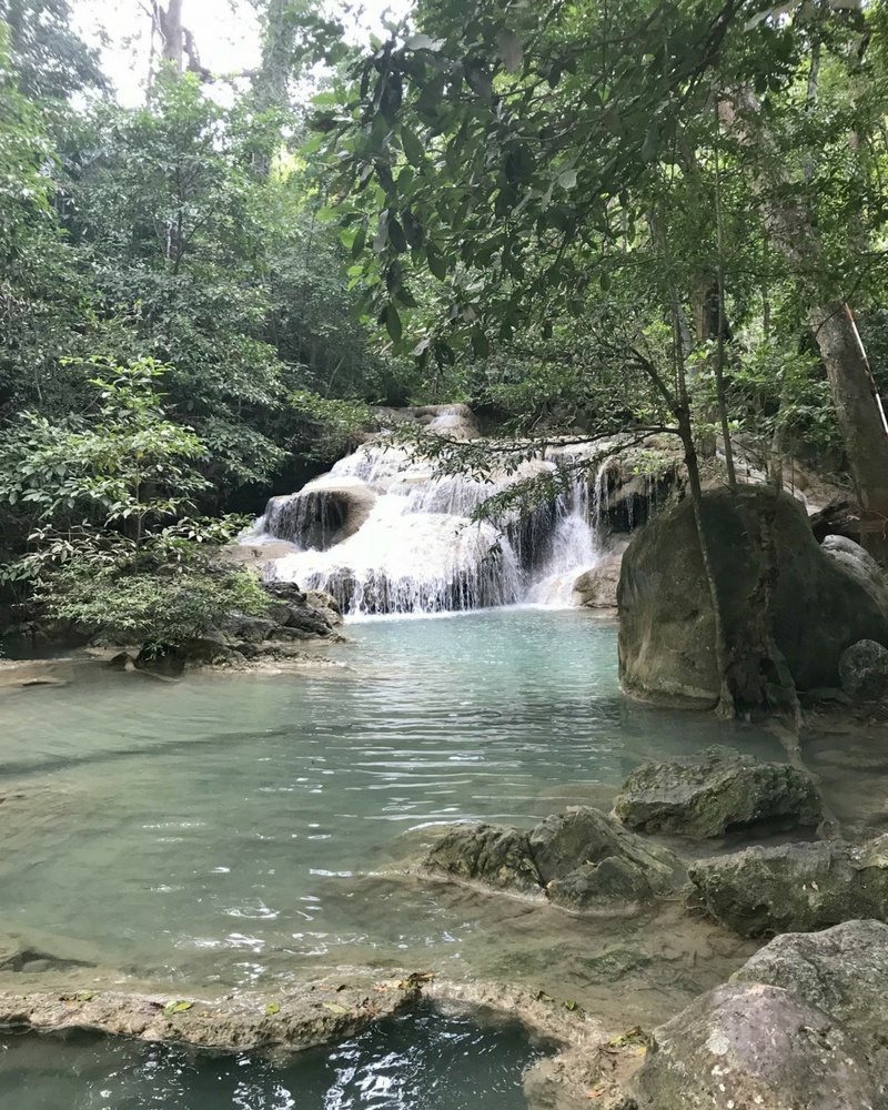 Hlai Khan Rung Waterfall, Erawan Falls National Park, Thailand