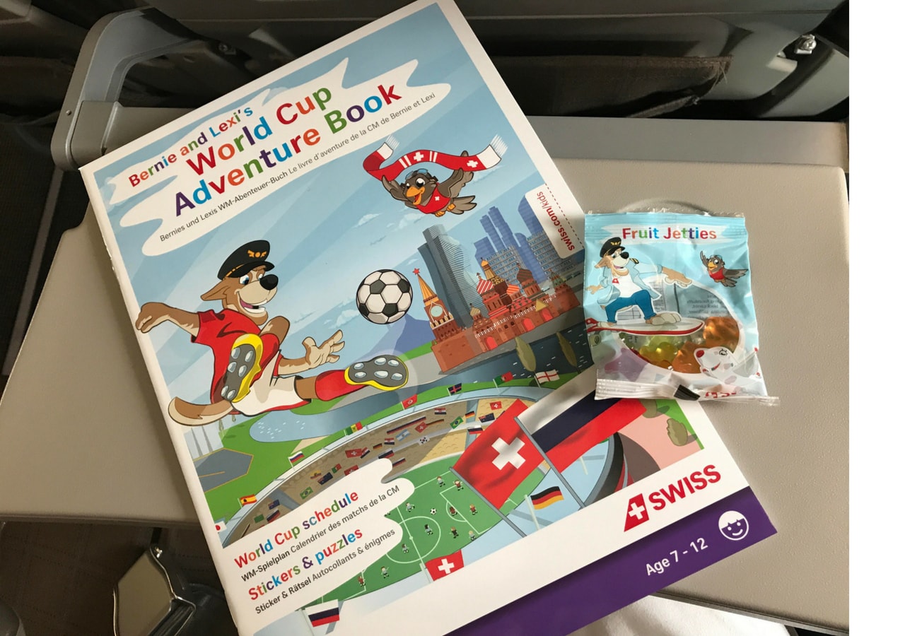 Free kids coloring book and snack on Swiss Airlines