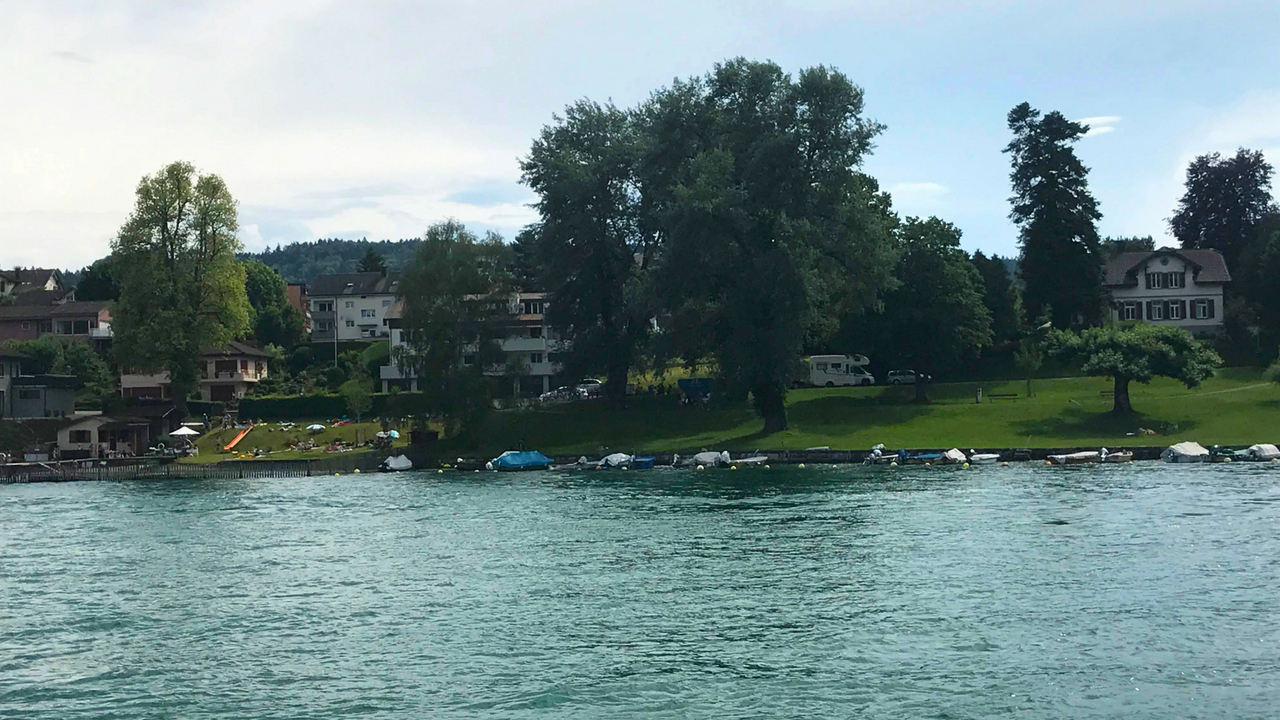 Park along the Rhein River in Stein am Rhein Switzerland