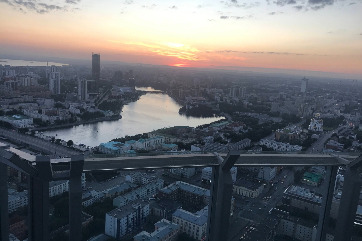 View from Vysotsky sky deck in Ekaterinburg, Russia