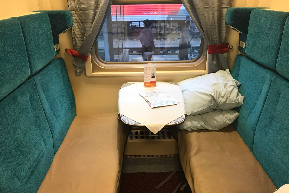 First Class Cabin on the train from St. Petersburg to Moscow