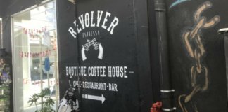 The exterior of Revolver Coffee Shop in Saminyak Bali