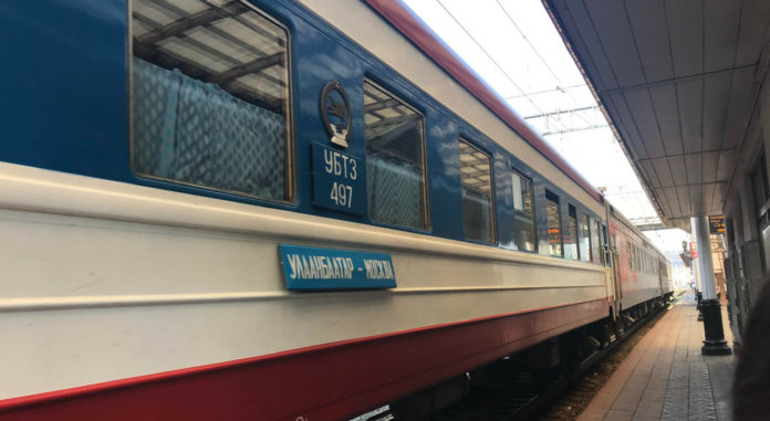 Russian Flag Train from Ulaan Bator to Moscow